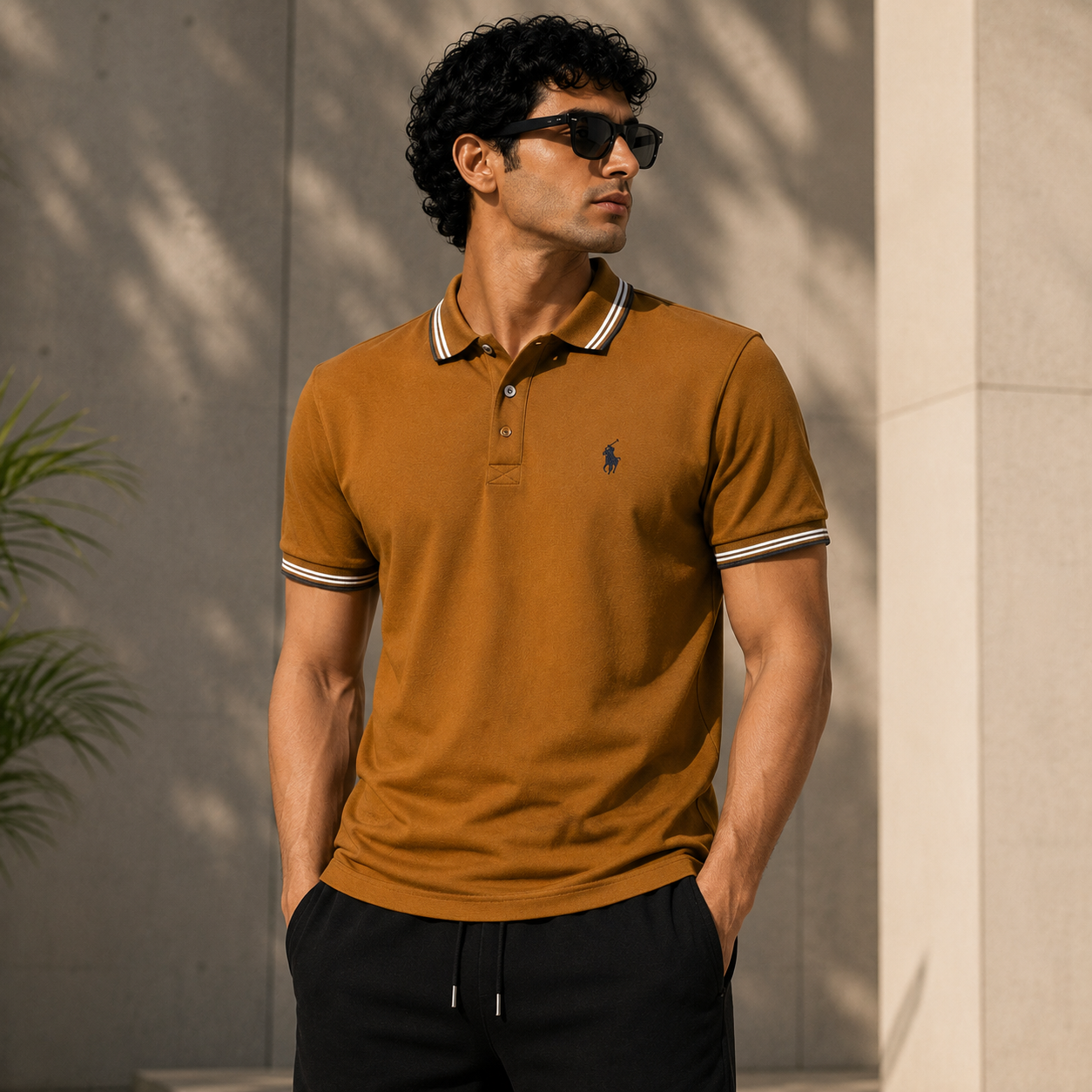 Premium Polo Shirt – Caramel Brown
