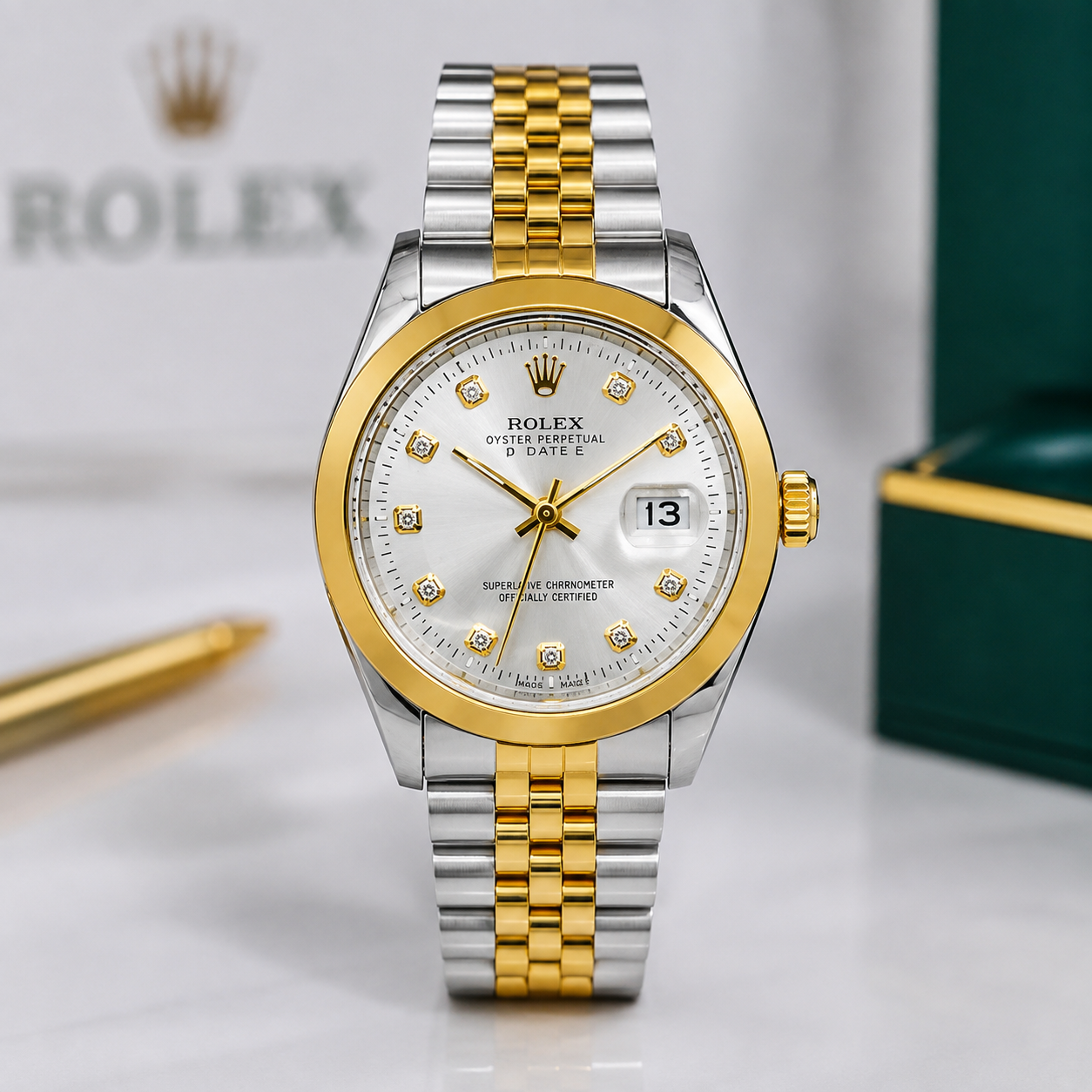 Rolex Oyster Perpetual Datejust Two-Tone Diamond Dial Watch