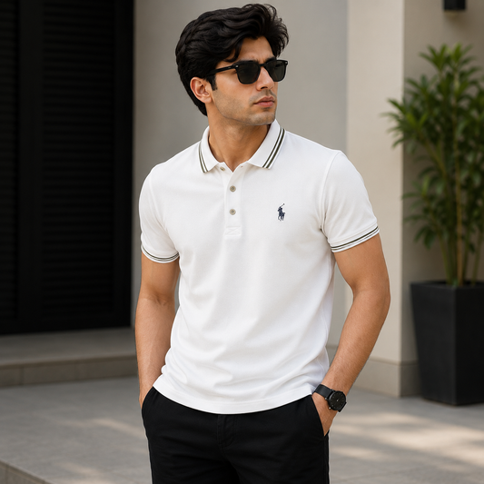 Premium Men's Polo Shirt | Classic Fit – White