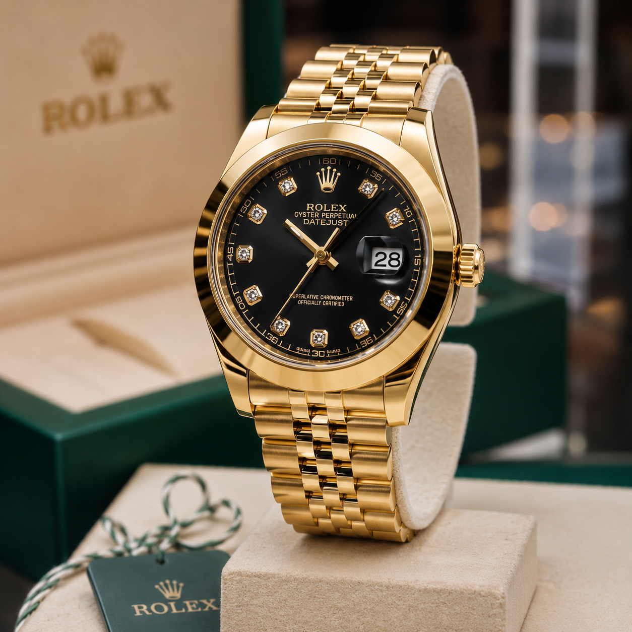 Datejust Style Watch – Gold Champagne Diamond Dial