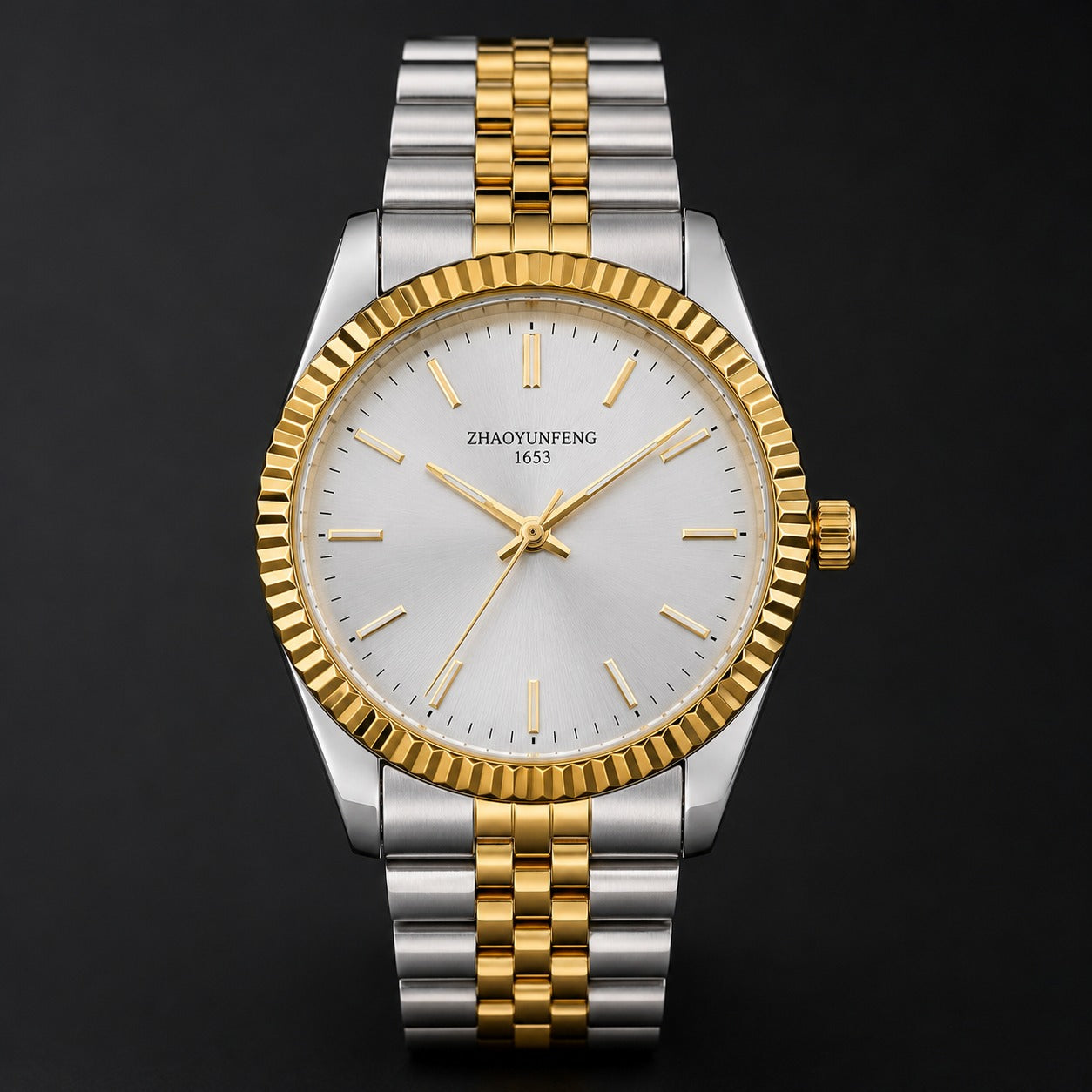 Zhaoyunfeng 1653 Two-Tone Luxury Watch – Gold & Silver
