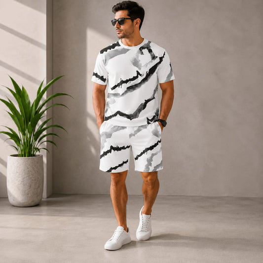 Marble Print Half Track Suit