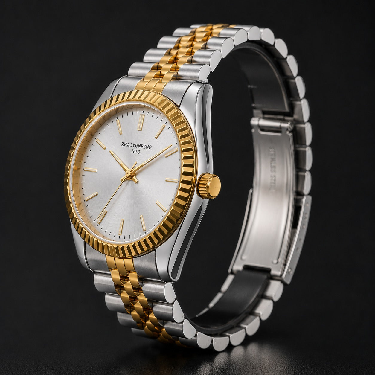 Zhaoyunfeng 1653 Two-Tone Luxury Watch – Gold & Silver