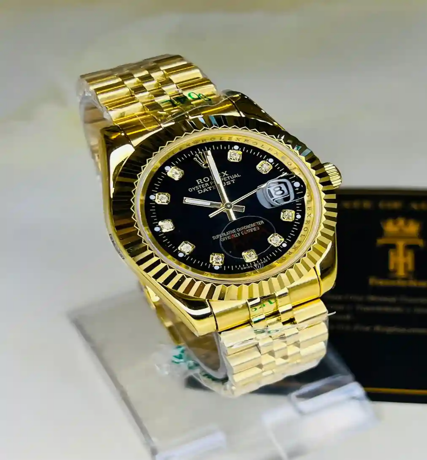 Datejust Style Watch – Gold Champagne Diamond Dial