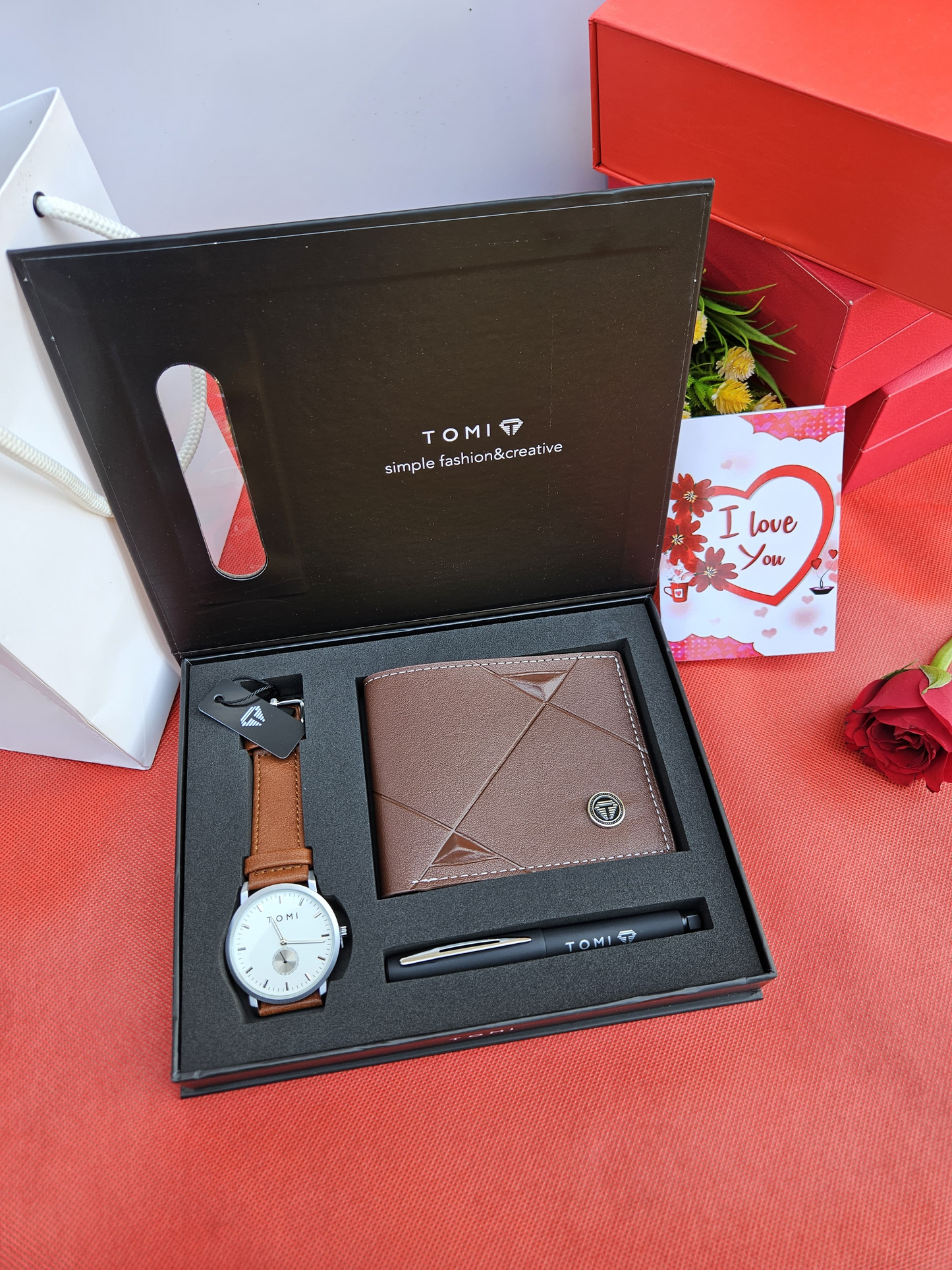 TOMI Gift Box Set - Watch, Wallet & Pen