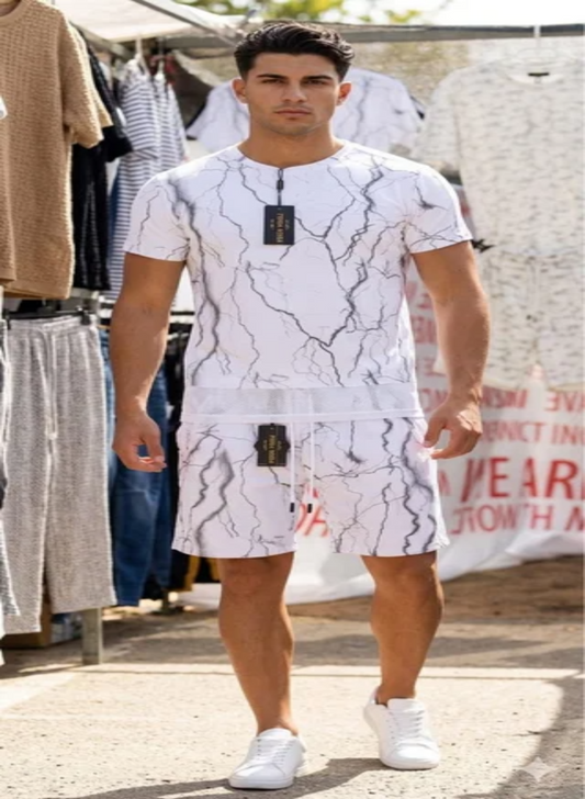 Marble Print Half Track Suit
