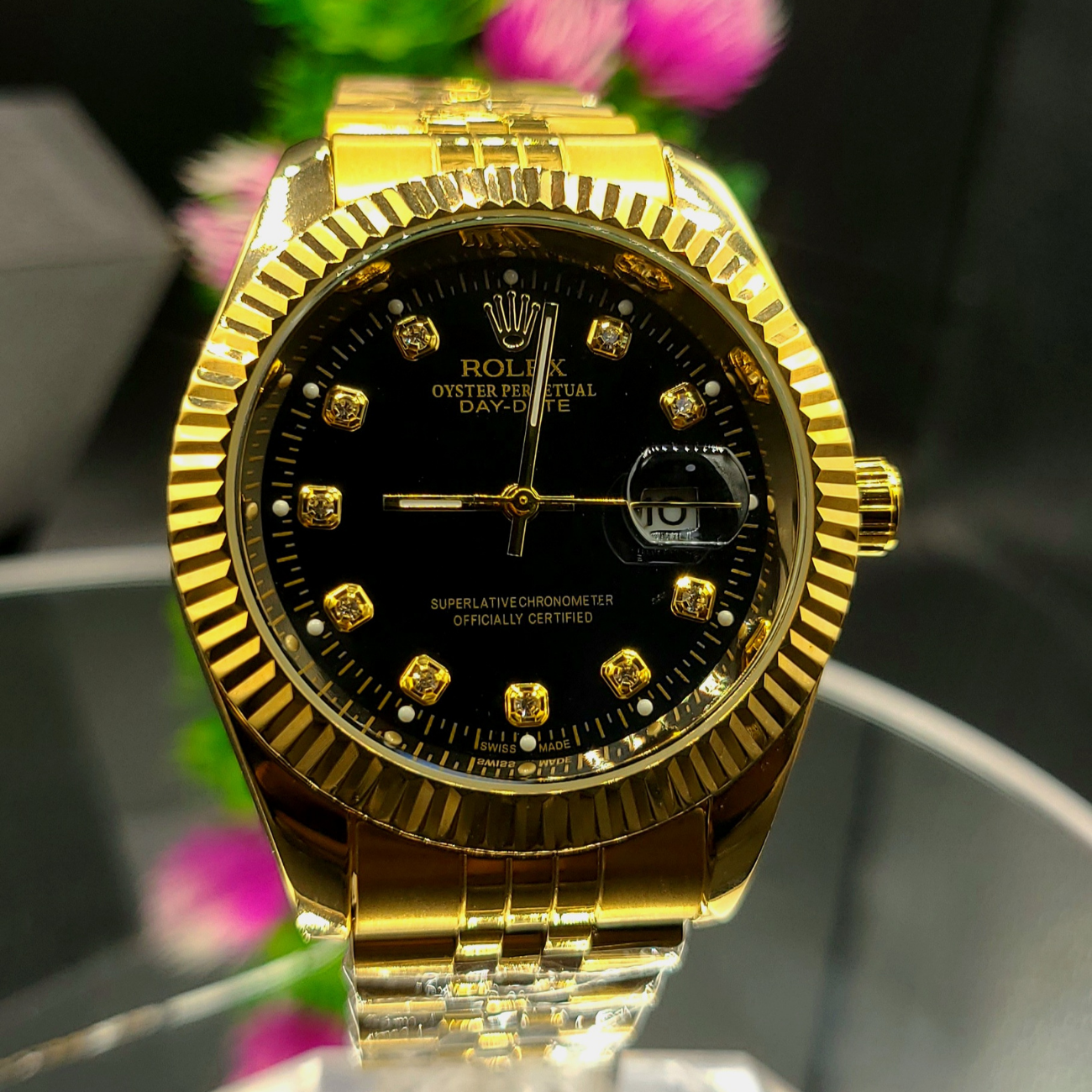 Datejust Style Watch – Gold Champagne Diamond Dial
