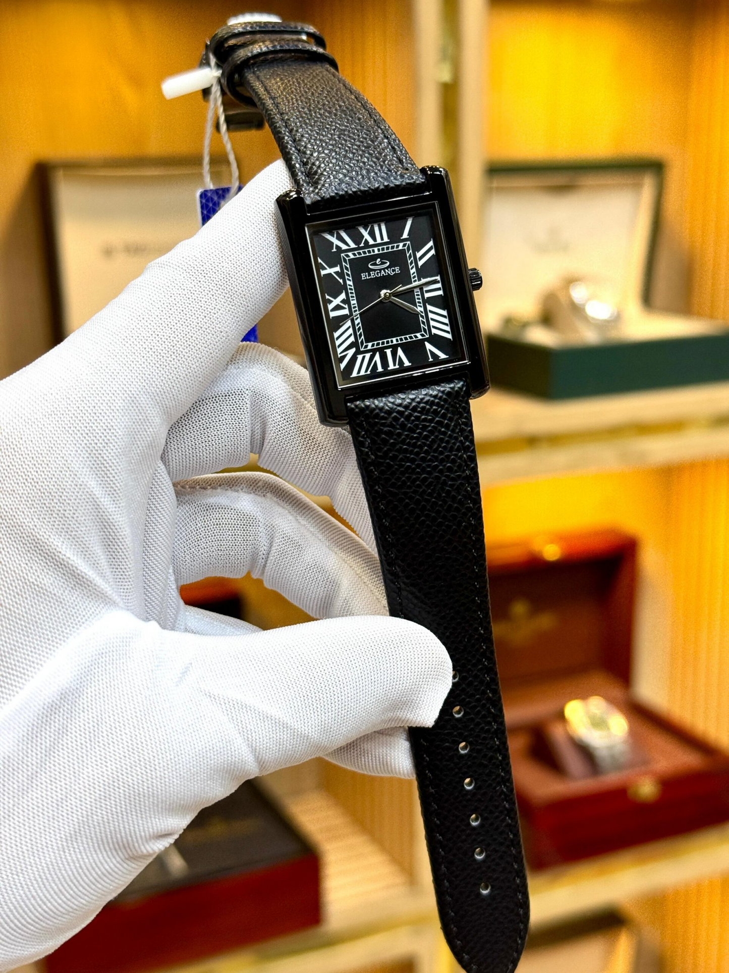 Universe Point Square Watch - Black Leather Strap